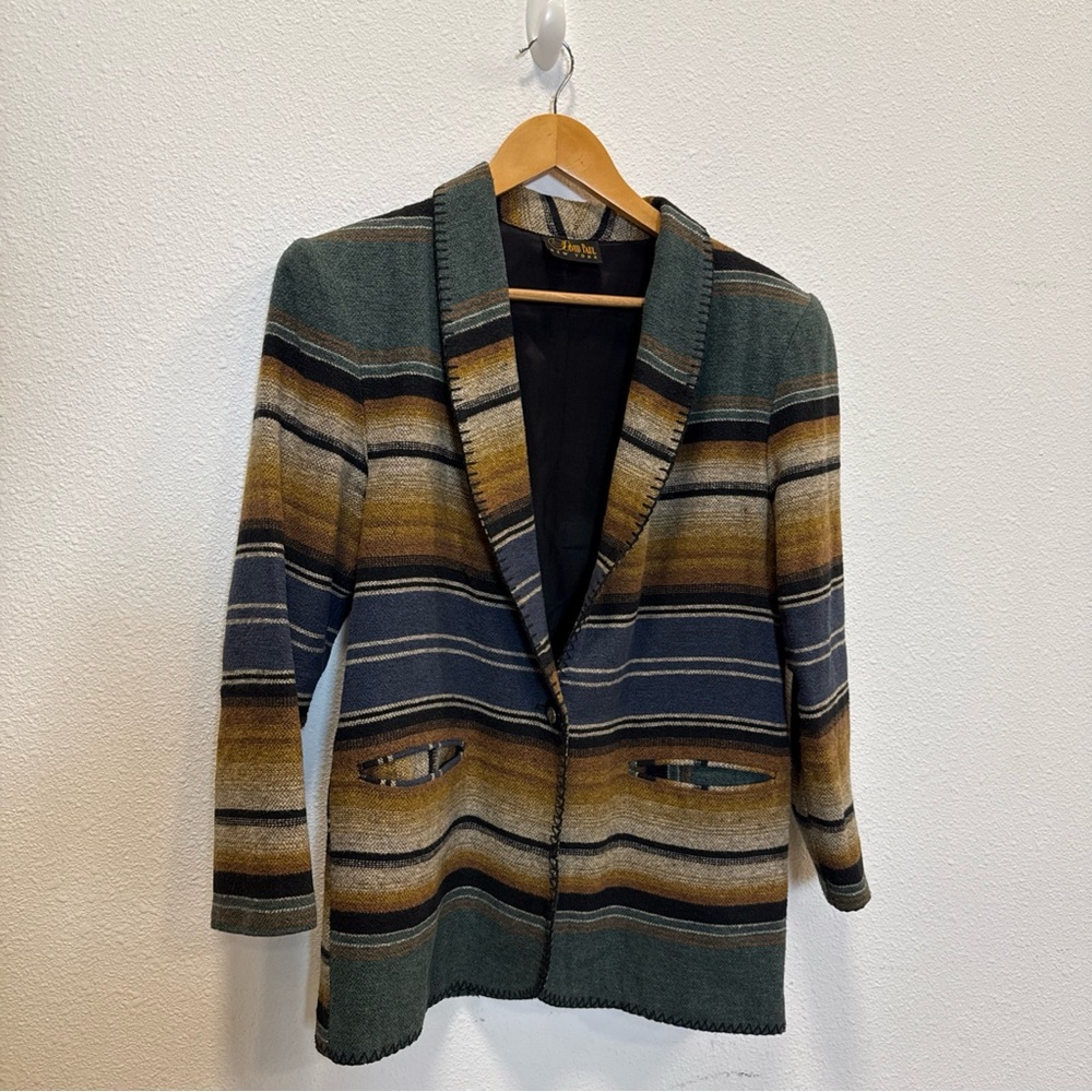 David Paul New York Striped Multicolor Women's Wool Blend Jacket Size Small